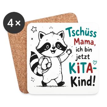 Kita Abschied Raccoon - Untersetzer (4er-Set) - Weiß - Vorne