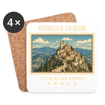 San Marino Città di San Marino Vintage Reisemarke - Untersetzer (4er-Set) - Weiß - Vorne