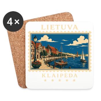 Litauen Klaipėda Vintage Reisemarke - Untersetzer (4er-Set) - Weiß - Vorne