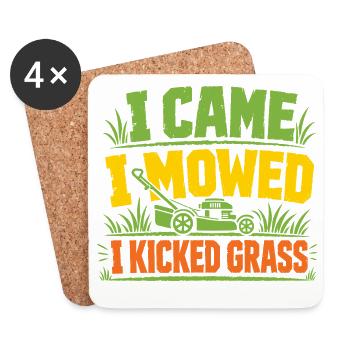 I Came I Mowed And I Kicked Grass Funny Lawn Mowin - Coasters (set of 4) - white - Front