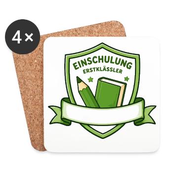 Einschulung Erstklässler Schild Motiv - Untersetzer (4er-Set) - Weiß - Vorne