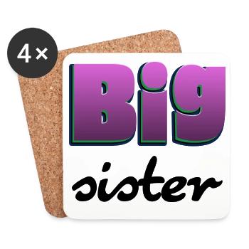 Schriftzug Big Sister für die große Schwester - Untersetzer (4er-Set) - Weiß - Vorne