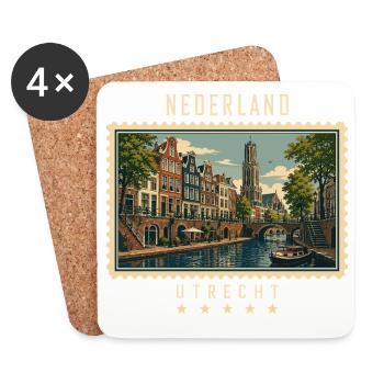 Niederlande Utrecht Vintage Reisemarke - Untersetzer (4er-Set) - Weiß - Vorne
