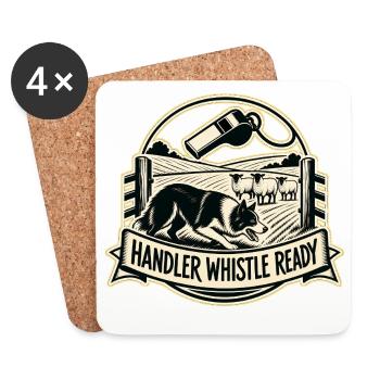 HANDLER WHISTLE READY Dog - Coasters (set of 4) - white - Front