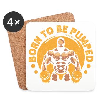 Fitness Motivation Bodybuilder Born To Be Pumpeded - Untersetzer (4er-Set) - Weiß - Vorne