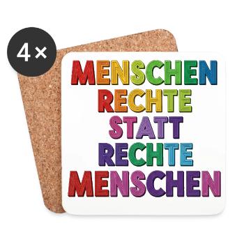 Menschenrechte statt rechte Menschen Statement - Untersetzer (4er-Set) - Weiß - Vorne