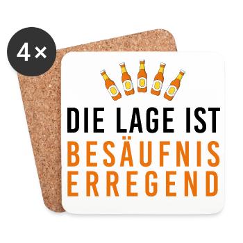 Die Lage ist besäufniserregend, Bierflaschen, Fasc - Untersetzer (4er-Set) - Weiß - Vorne