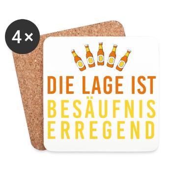 Die Lage ist besäufniserregend, Bierflaschen, JGA, - Untersetzer (4er-Set) - Weiß - Vorne