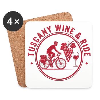 Tuscany Wine & Ride Vintage-Stempel - Untersetzer (4er-Set) - Weiß - Vorne