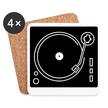 DJ-Plattenspieler - Untersetzer (4er-Set) - Weiß - Vorne