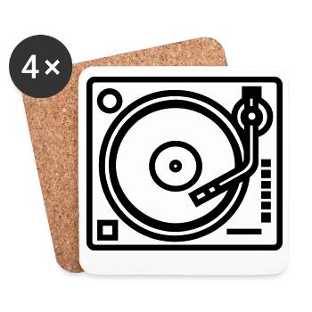 DJ-Plattenspieler - Untersetzer (4er-Set) - Weiß - Vorne