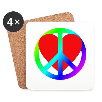 Herz Frieden Regenbogen Symbol - Untersetzer (4er-Set) - Weiß - Vorne