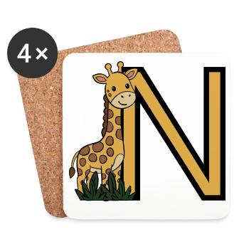 Giraffe and Nb Sticks Cartoon - Coasters (set of 4) - white - Front
