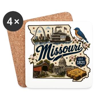 Missouri Show Me State Vintage-Reiseaufkleber - Untersetzer (4er-Set) - Weiß - Vorne