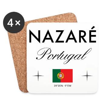 Nazare Portugal Koordinaten Reise Souvenir - Untersetzer (4er-Set) - Weiß - Vorne