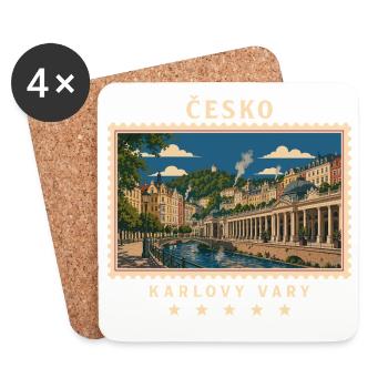 Tschechien Karlovy Vary Vintage Reisemarke - Untersetzer (4er-Set) - Weiß - Vorne