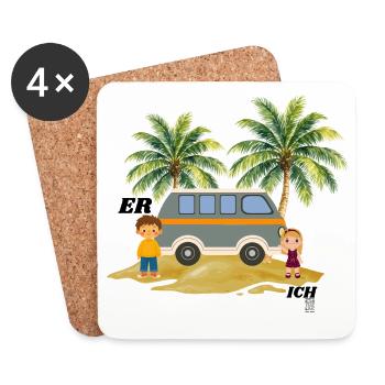 ER ICH - Untersetzer (4er-Set) - Weiß - Vorne