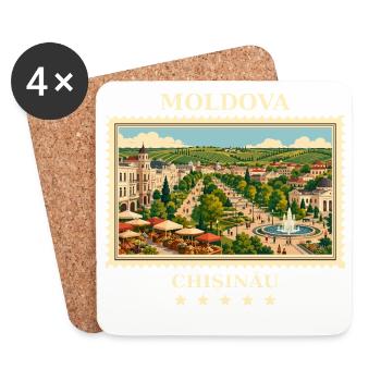 Moldau Chișinău Vintage Reisemarke - Untersetzer (4er-Set) - Weiß - Vorne
