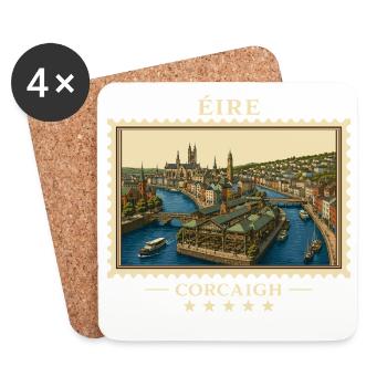 Irland Cork Vintage Reisemarke - Untersetzer (4er-Set) - Weiß - Vorne