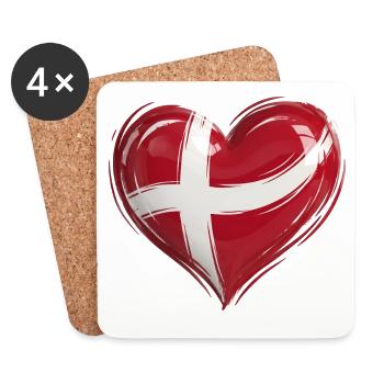 Denmark Heart Flag - Coasters (set of 4) - white - Front