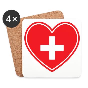 Icône Medical Heart Cross Healthcare - Dessous de verre (lot de 4) - blanc - Devant