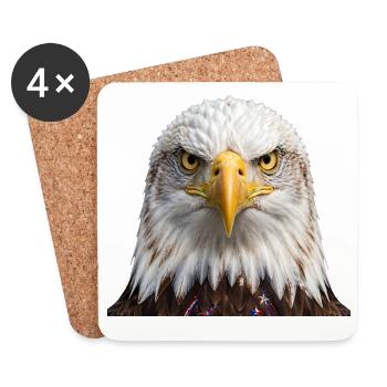 Eagle Portrait Bold Head Artwork - Coasters (set of 4) - white - Front