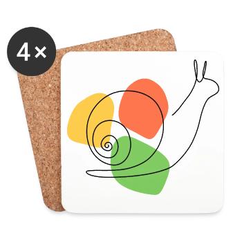 Abstract interpretation of the garden snail - Coasters (set of 4) - white - Front