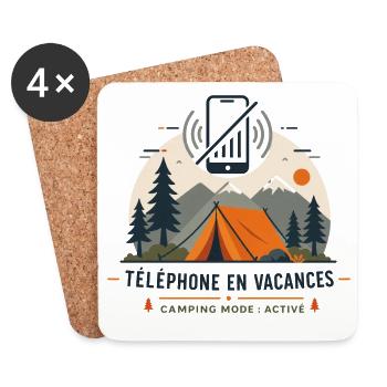 Camping Mode Active - Humour Vacances & Bivouac - Dessous de verre (lot de 4) - blanc - Devant