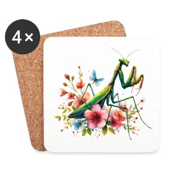 Mante religieuse - Dessous de verre (lot de 4) - blanc - Devant