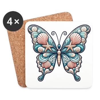 Sea Wings Butterfly Shells - Coasters (set of 4) - white - Front