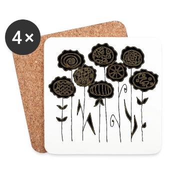Flowers - Coasters (set of 4) - white - Front