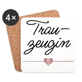Maid of Honor Heart Wedding Gift - Coasters (set of 4) - white - Front