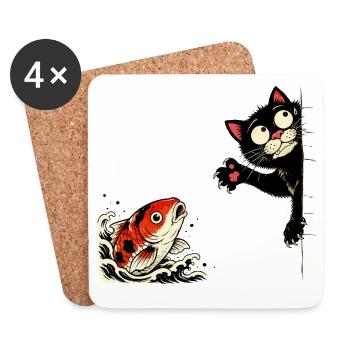 Koi Fish Koi Carp KOI CAT Koi - Coasters (set of 4) - white - Front