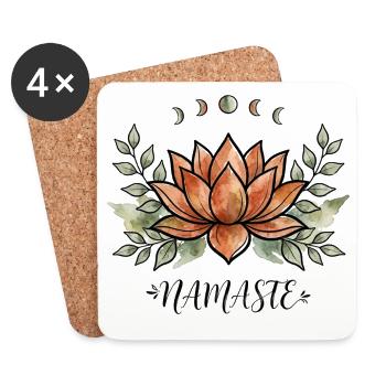 Lotus Namaste Yoga Shirt Damen Boho Mondphasen - Untersetzer (4er-Set) - Weiß - Vorne