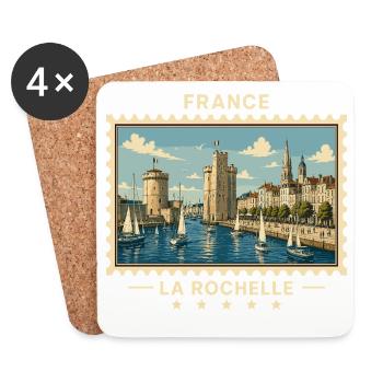 Frankreich La Rochelle Vintage Reisemarke - Untersetzer (4er-Set) - Weiß - Vorne