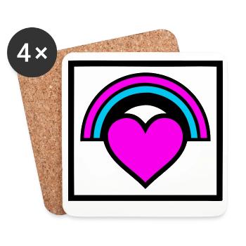 Graphique de cadre en forme de cœur arc-en-ciel - Dessous de verre (lot de 4) - blanc - Devant