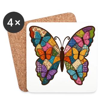 Patchwork Schmetterling Quilt Stil - Untersetzer (4er-Set) - Weiß - Vorne