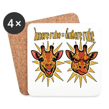 Innere Ruhe = Äußere Ruhe, Giraffenwitz - Untersetzer (4er-Set) - Weiß - Vorne
