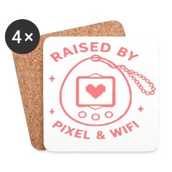 Aufgewachsen mit Pixel & Wifi - Untersetzer (4er-Set) - Weiß - Vorne