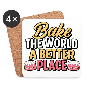 Bake The World A Better Place – kulinarisches Geschenk - Untersetzer (4er-Set) - Weiß - Vorne