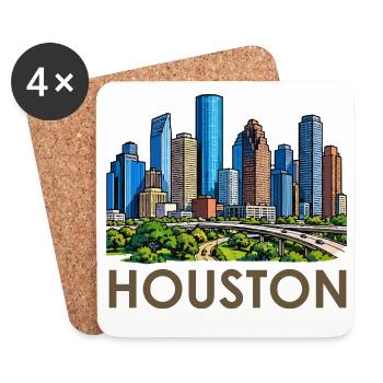 Houston Skyline Stadtlandschaft - Untersetzer (4er-Set) - Weiß - Vorne