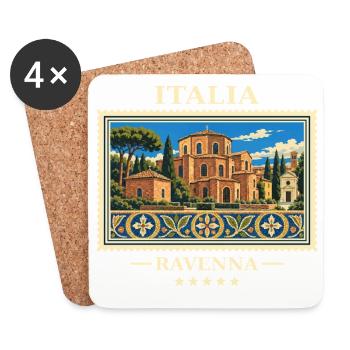 Italien Ravenna Vintage Reisemarke - Untersetzer (4er-Set) - Weiß - Vorne
