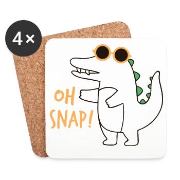 Lustiges Krokodil Oh Snap Dinosaurier Brille - Untersetzer (4er-Set) - Weiß - Vorne