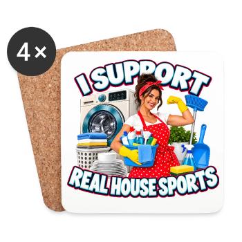 Real House Sports JGA Spruch - Untersetzer (4er-Set) - Weiß - Vorne
