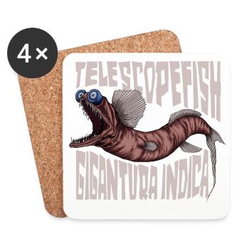 Tiefsee Monster - Teleskopfisch - Untersetzer (4er-Set) - Weiß - Vorne