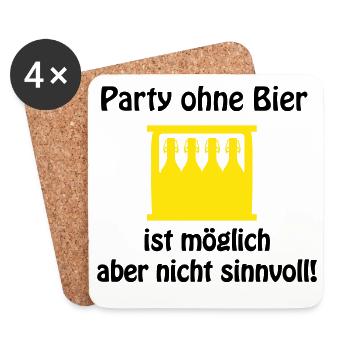 Gelbe Bierflaschen Silhouetten Rack - Untersetzer (4er-Set) - Weiß - Vorne