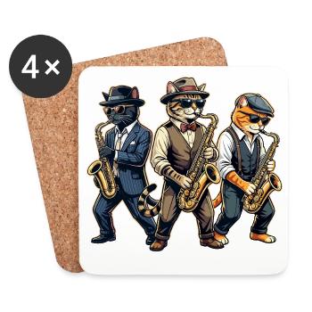 Saxophon, Saxophonist, Jazz, Saxofon - Untersetzer (4er-Set) - Weiß - Vorne