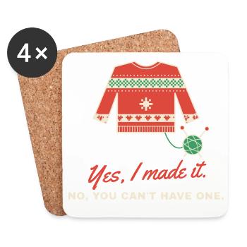 Ja, ich habe es zum Weihnachtspullover gemacht - Untersetzer (4er-Set) - Weiß - Vorne