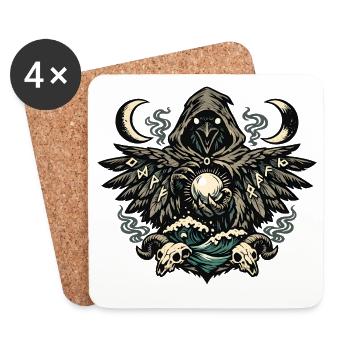 Mondschatten Rabenrunen-Orakel - Untersetzer (4er-Set) - Weiß - Vorne