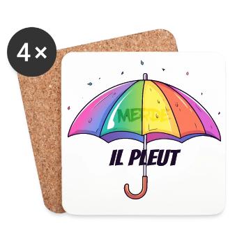 Il Pleut – Lustiger Regenschirm mit Humor - Untersetzer (4er-Set) - Weiß - Vorne